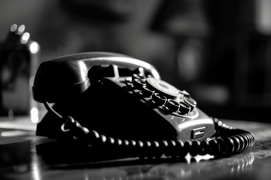 černobílý telefon